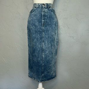 Vtg Sunset Blues Acid Wash Denim Maxi Skirt